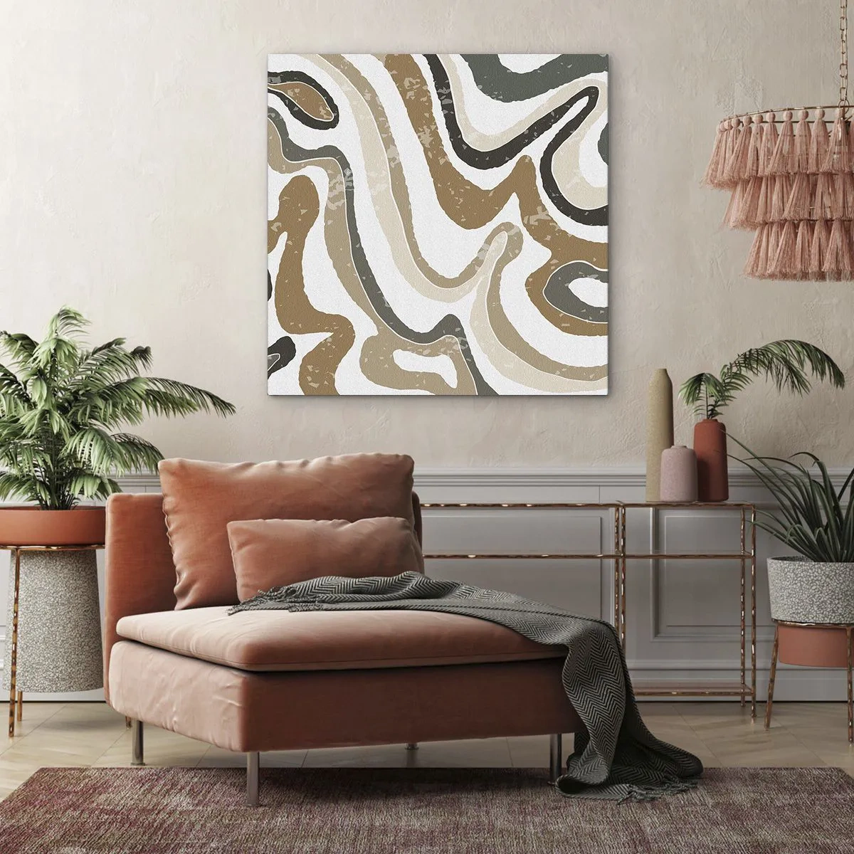 Canvastavla - Bild på duk - Meandrar av jordnära färger - 30x30 cm