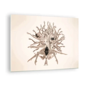 Glastavla - Bild på glas - En komposition av dansare i ett konstnärligt dynamiskt arrangemang - 70x50cm - Blommar i dansen - Modern väggdekoration för vardagsrum och sovrum ARTTOR