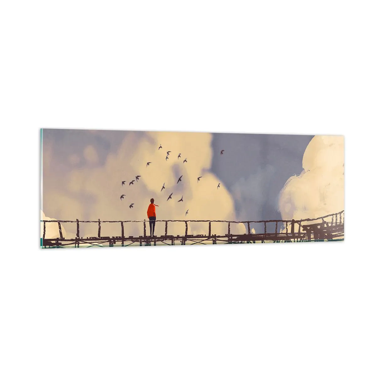 Glastavla - Bild på glas - Blå saknad - 90x30 cm