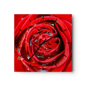 Väggklocka - Klocka på glas - Daggdroppar - 30x30 cm