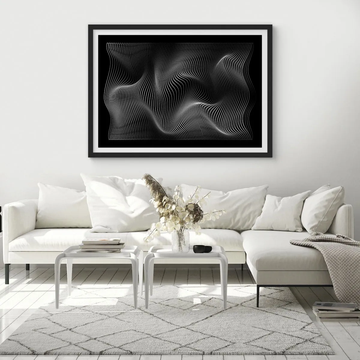 Affisch i svart ram - Ljusets dans i rymden - 70x50 cm