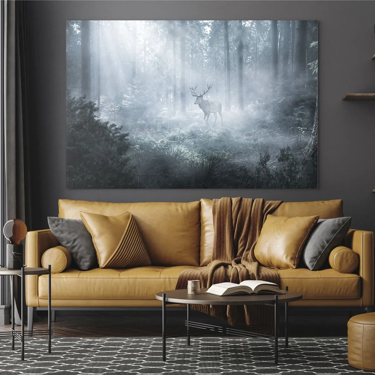 Glastavla - Bild på glas - Morgonrond runt godset - 120x80 cm