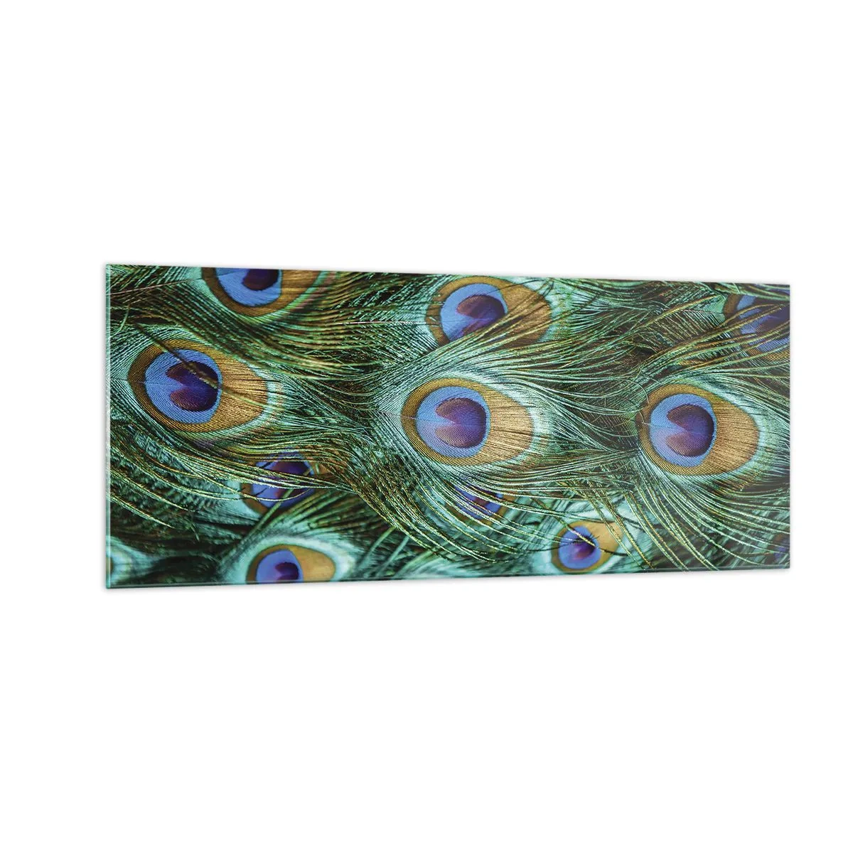Glastavla - Bild på glas - Påfågels blick - 100x40 cm