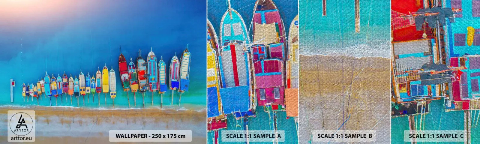 Provbit av fototapet Premium Canvas - Ur fågelperspektivet - Landskap, Strand, Hav - 100x30 cm