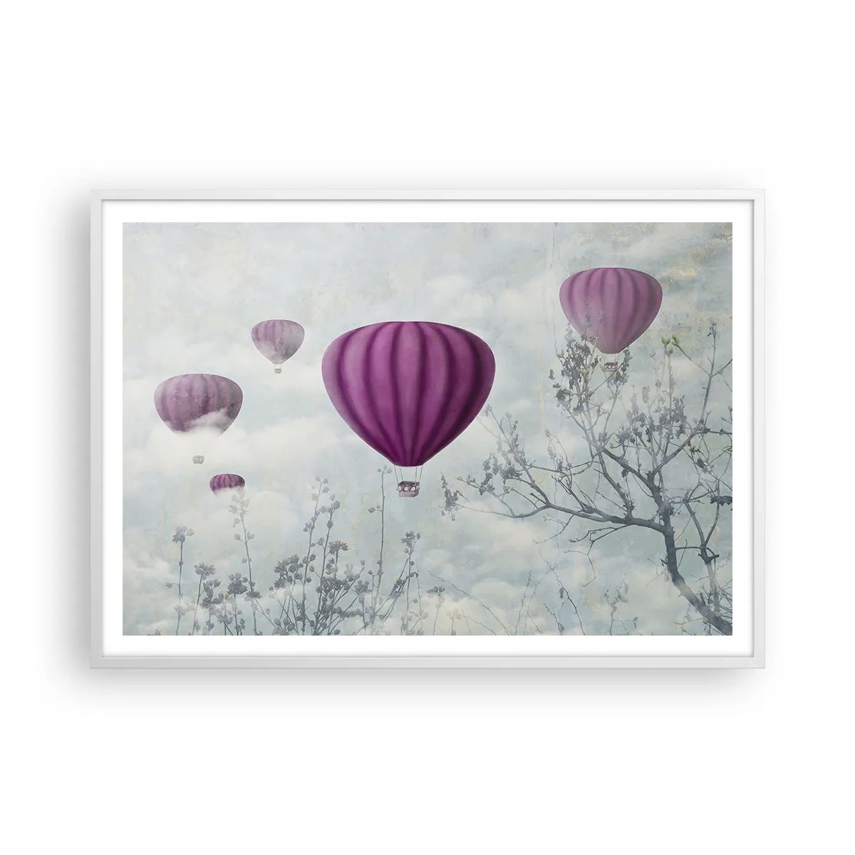 Affisch i vit ram - Som båtar på himlen - 100x70 cm