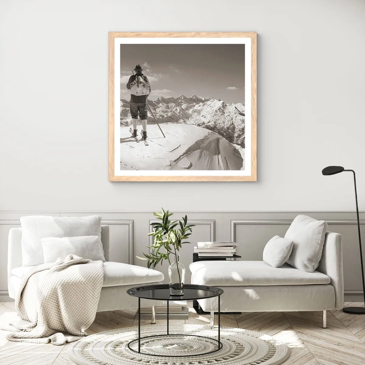 Affisch i ram av ljusek - Och fjällen är samma - 60x60 cm