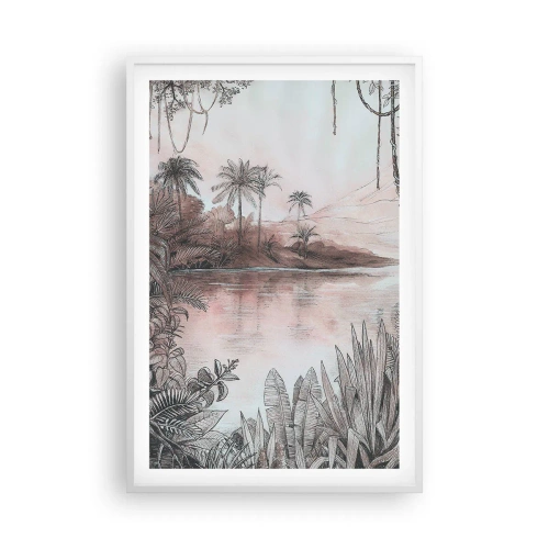 Affisch i vit ram - En upptäcktsresandes dagbok från 1800-talet - 61x91 cm