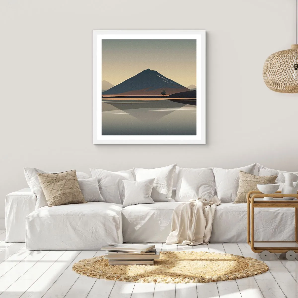 Affisch i vit ram - Spegelbild - 40x40 cm