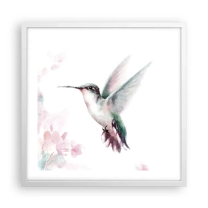 Affisch i vit ram - Fångad flaxande - 50x50 cm