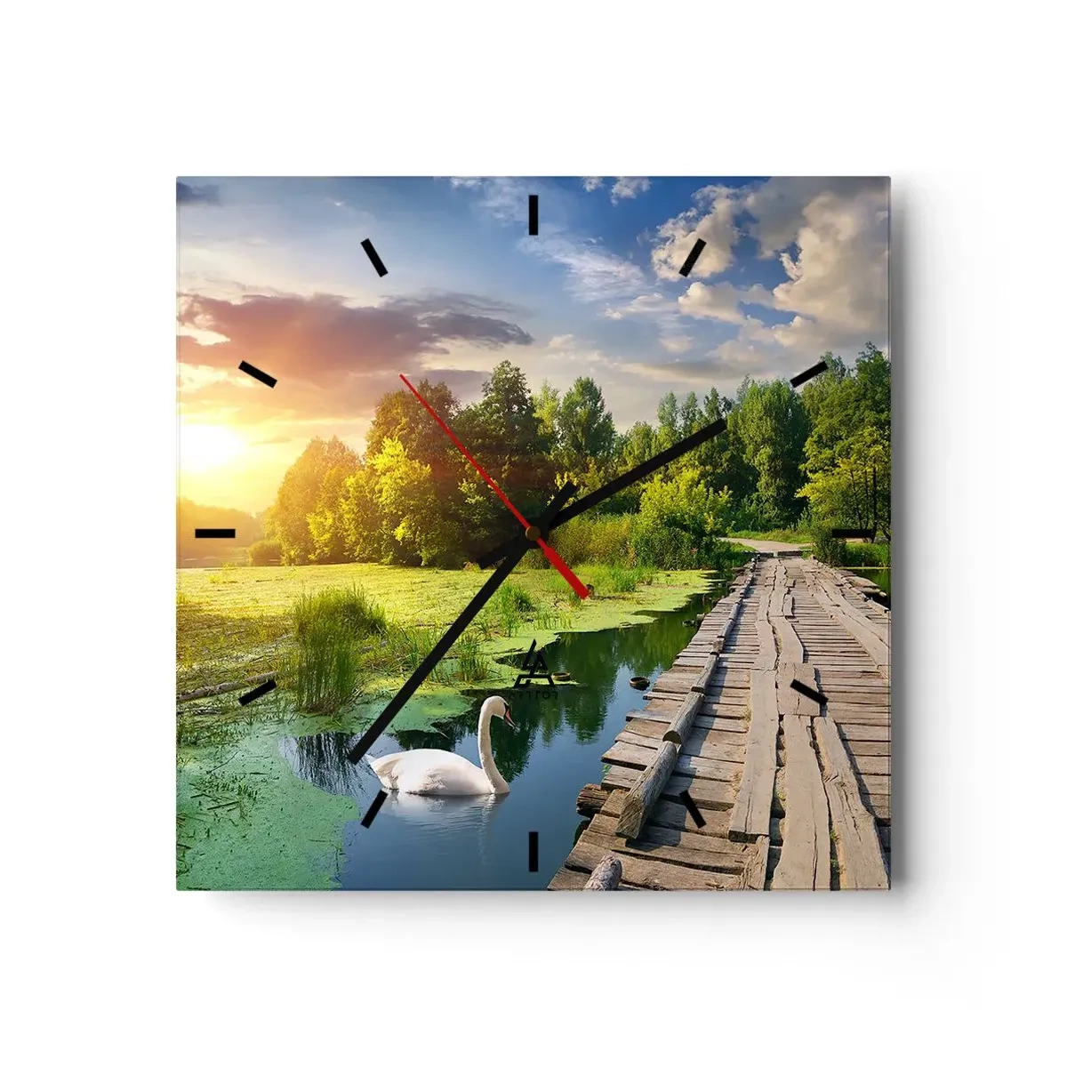 Väggklocka - Klocka på glas - Sommar, sommar överallt - 40x40 cm