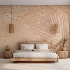 Fototapet Premium Canvas - Heta sommarens skugga - Abstraktion, Sand På Stranden, Löv - 250x175 cm