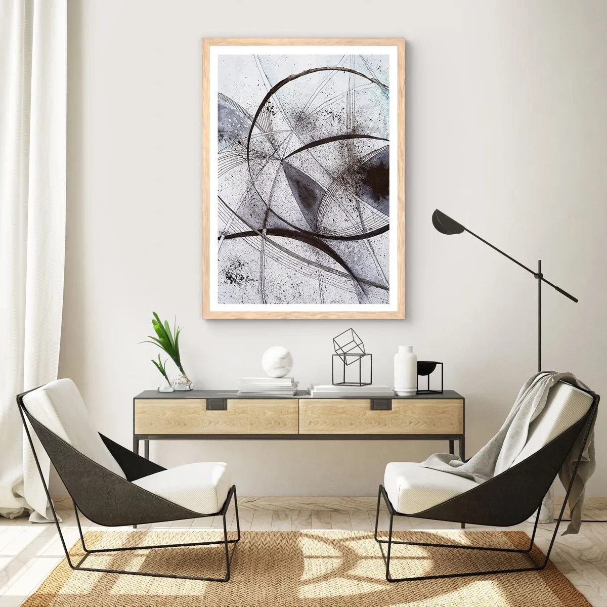 Affisch i ram av ljusek - Futuristisk fantasi - 70x100 cm