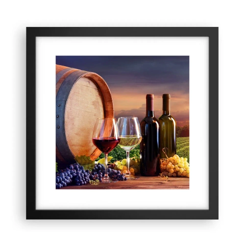 Affisch i svart ram - Här smakar livet - 30x30 cm