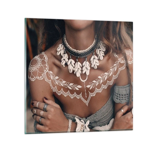 Glastavla - Bild på glas - Kvinnlighetens talismaner, ritualer - 50x50 cm