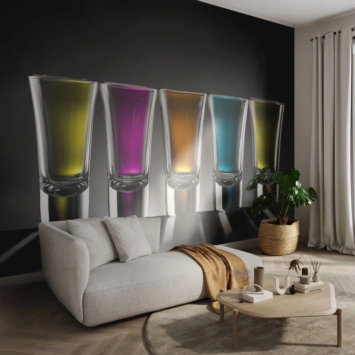 Fototapet Premium Sand - Glädjen färger - Gastronomi, Drycker, Glasögon - 350x256 cm