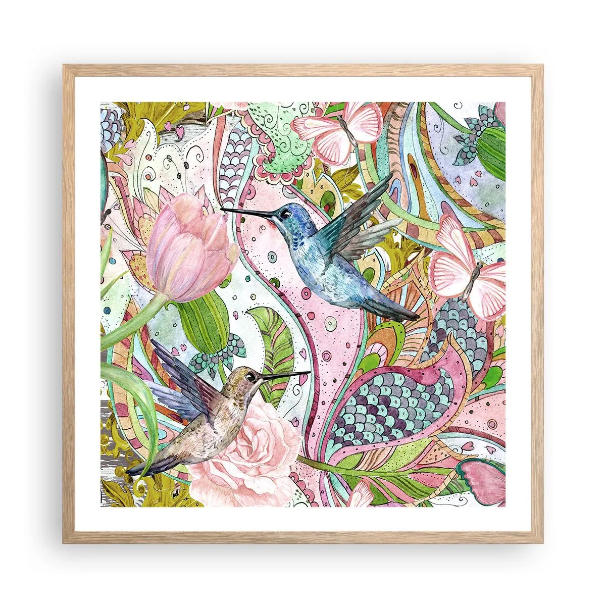 Affisch i ram av ljusek - Inbäddade i klätterväxter - 60x60 cm