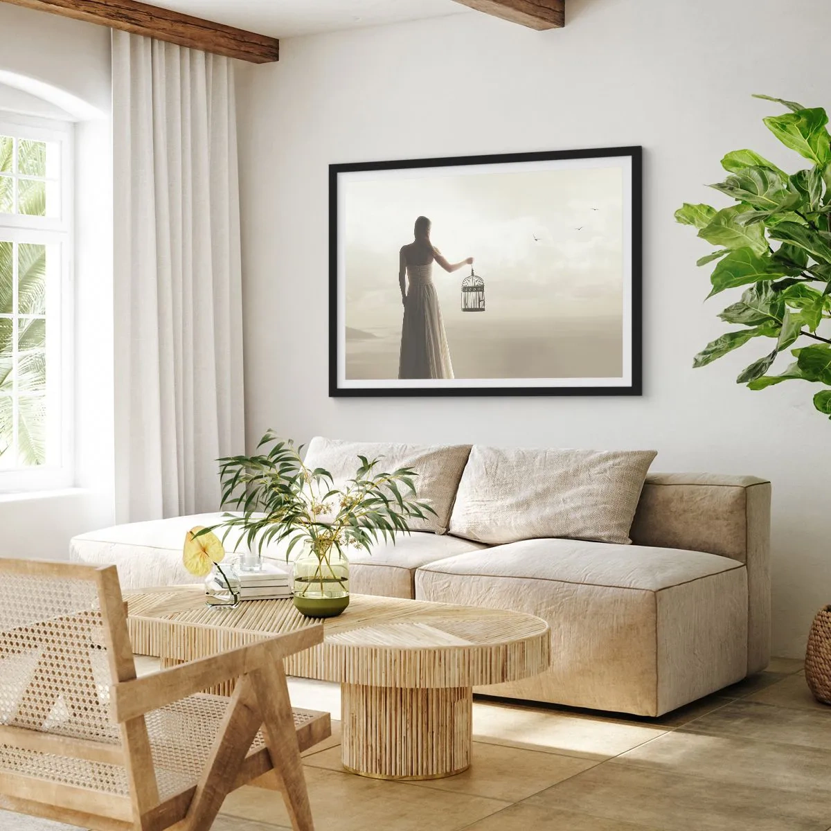 Affisch i svart ram - Var fri - 100x70 cm