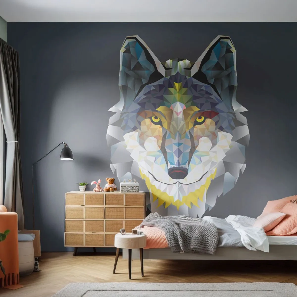 Självhäftande Fototapet Deluxe Sticker - Vargen är här - Abstraktion, Varg, Djur - 250x175 cm
