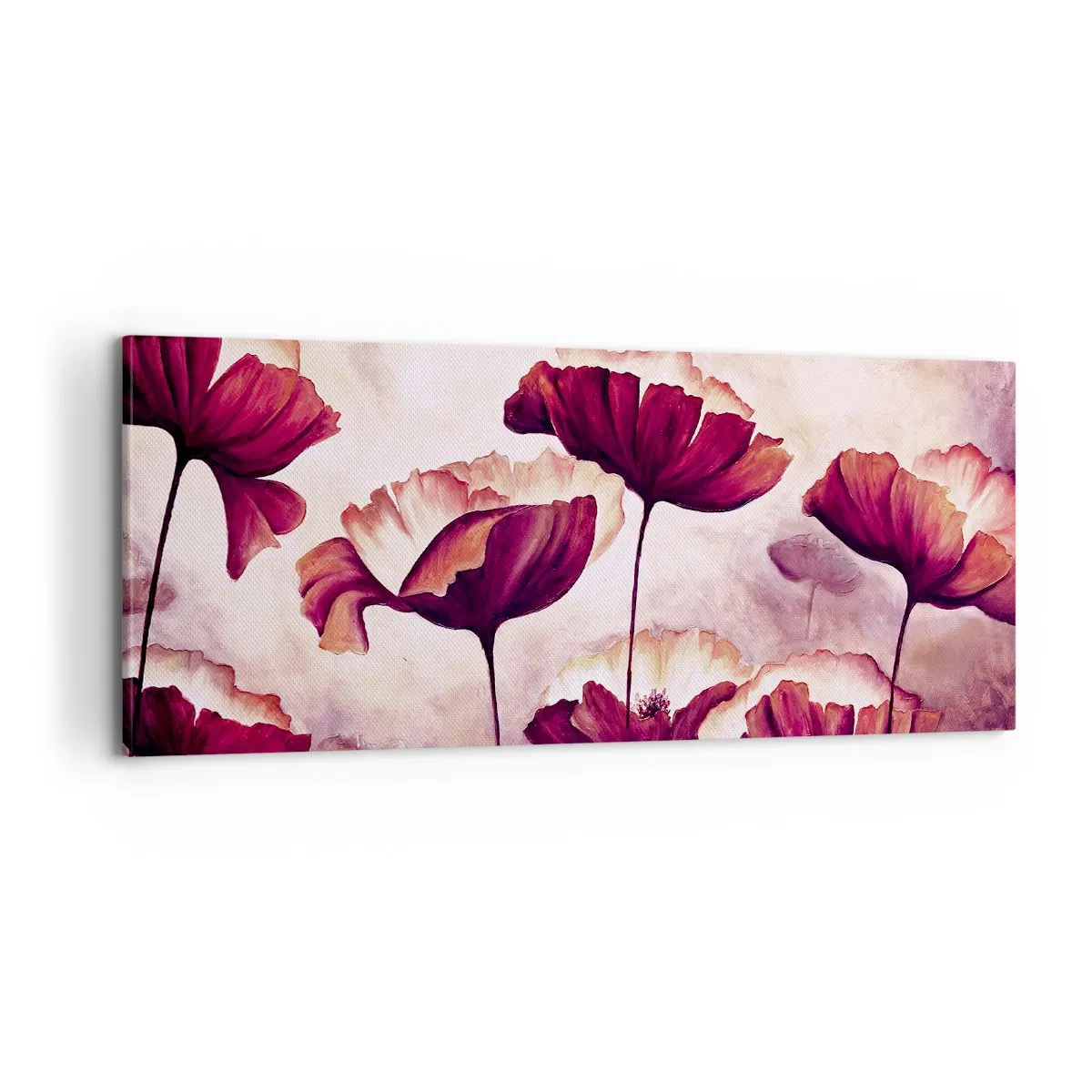 Canvastavla - Bild på duk - Röd och vit flinga - 100x40 cm