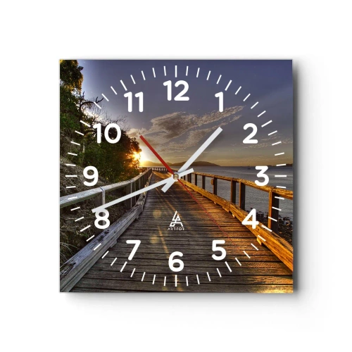 Väggklocka - Klocka på glas - Gå, fortsätt gå mot solen - 30x30 cm