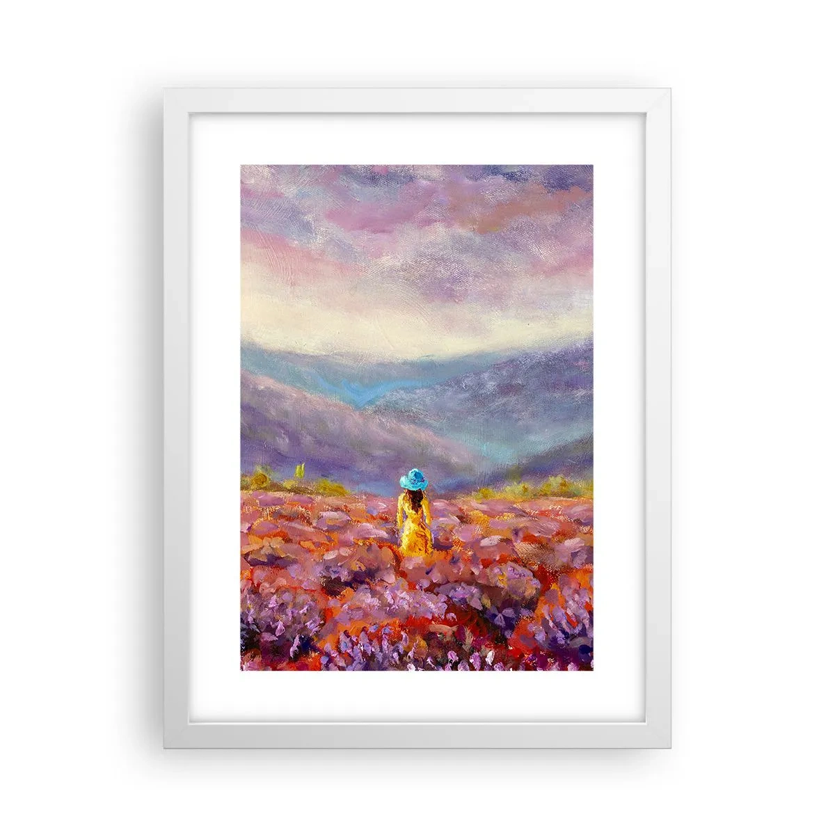 Affisch i vit ram - I lavendelsvärld - 30x40 cm