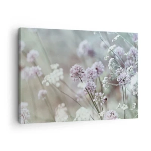 Canvastavla - Bild på duk - Fina blommor i pastellfärger - 70x50cm - Söta örtfiligraner - Modern väggdekoration för vardagsrum och sovrum ARTTOR