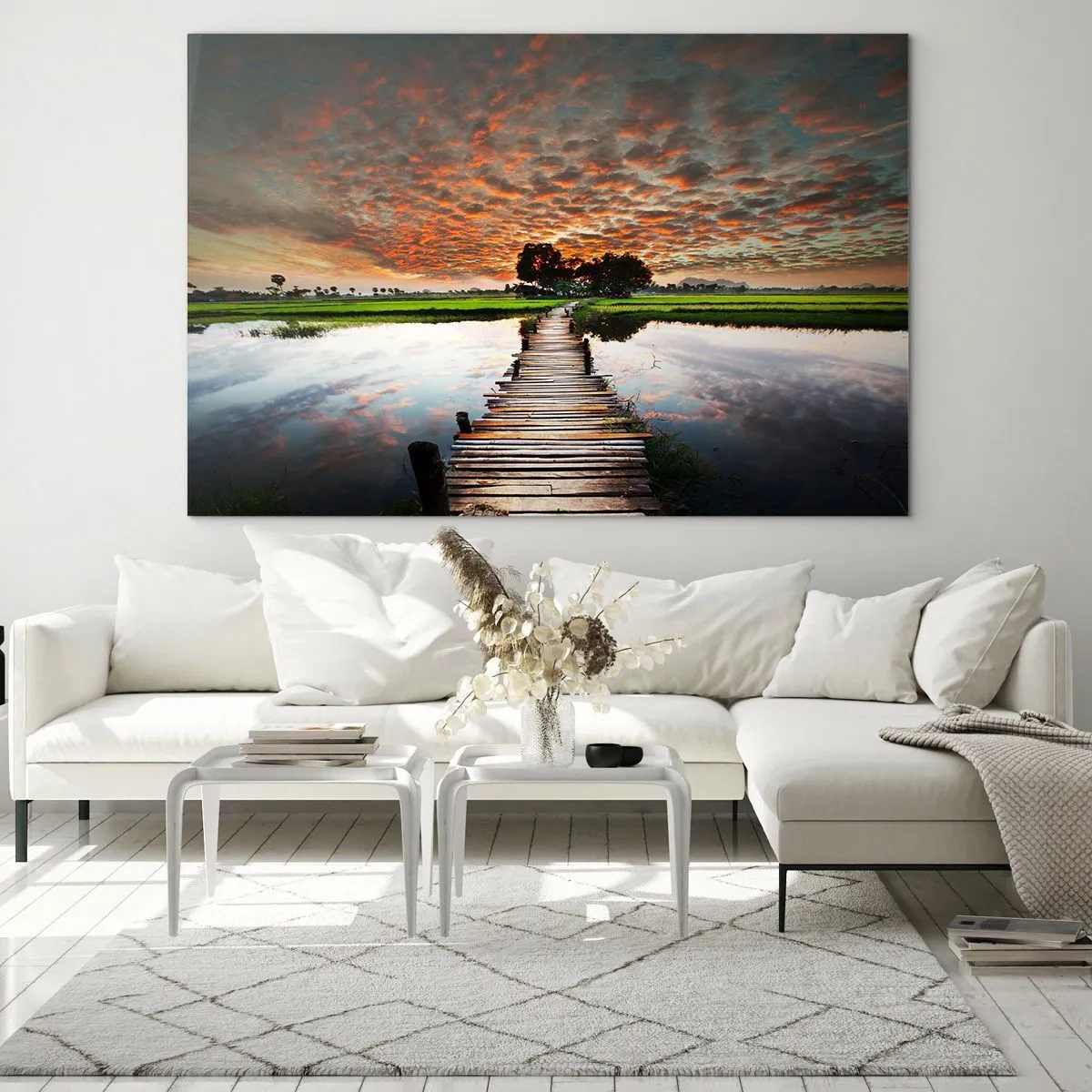 Glastavla - Bild på glas - Fäll ut armarna - andas  - 120x80 cm