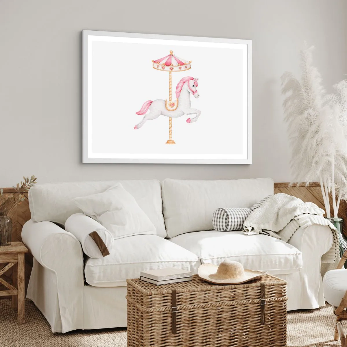 Affisch i vit ram - Han gav sig iväg med en hov - 91x61 cm