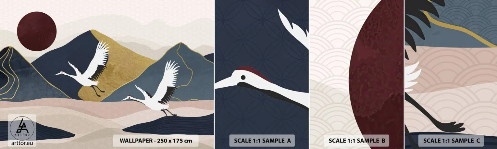 Fototapet Prov Standard Eco - Nästa dag FLUGIT iväg - Abstraktion, Kranar, Berg - 100x30 cm