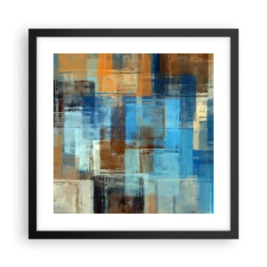 Affisch i svart ram - Genom blåa gardinen - 40x40 cm