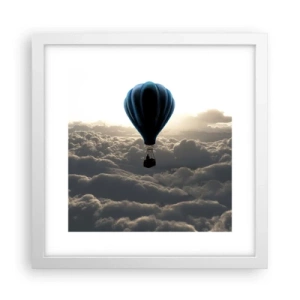Affisch i vit ram - Vandrare över molnen - 30x30 cm