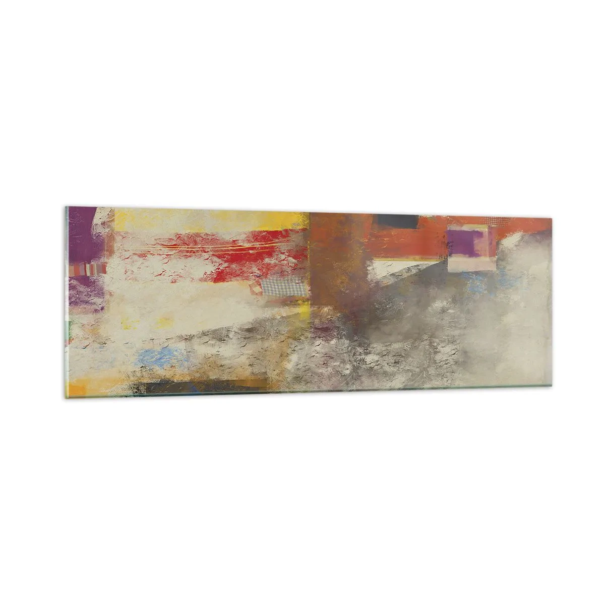 Glastavla - Bild på glas - Färgernas geometri - 90x30 cm