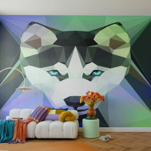 Fototapet Premium Canvas - Minne av Nordens snö - Abstraktion, Djur, Varg - 400x280 cm