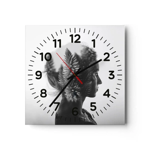 Väggklocka - Klocka på glas - Furuskogens härskarinna - 30x30 cm