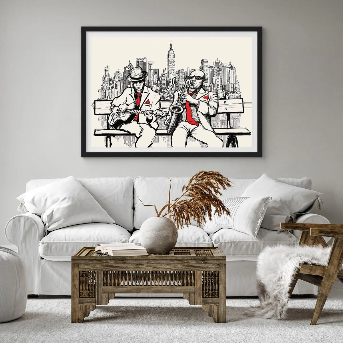 Affisch i svart ram - New Yorks improvisation - 70x50 cm