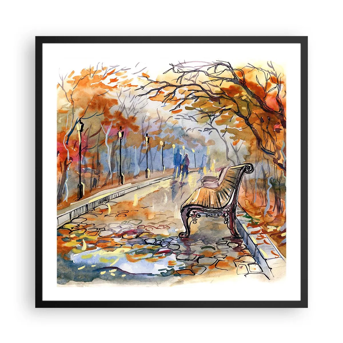 Affisch i svart ram - Vandra tillsammans mot hösten - 60x60 cm