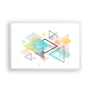 Affisch i vit ram - Geometriskt spel - 91x61 cm