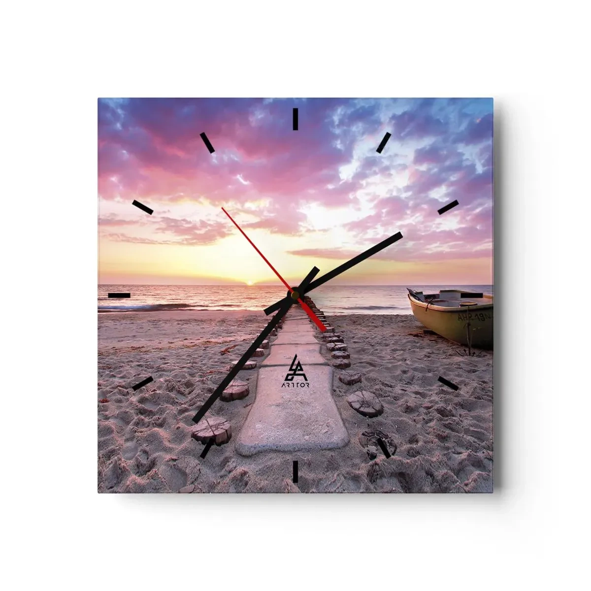 Väggklocka - Klocka på glas - En stund av djup upplevelse - 40x40 cm