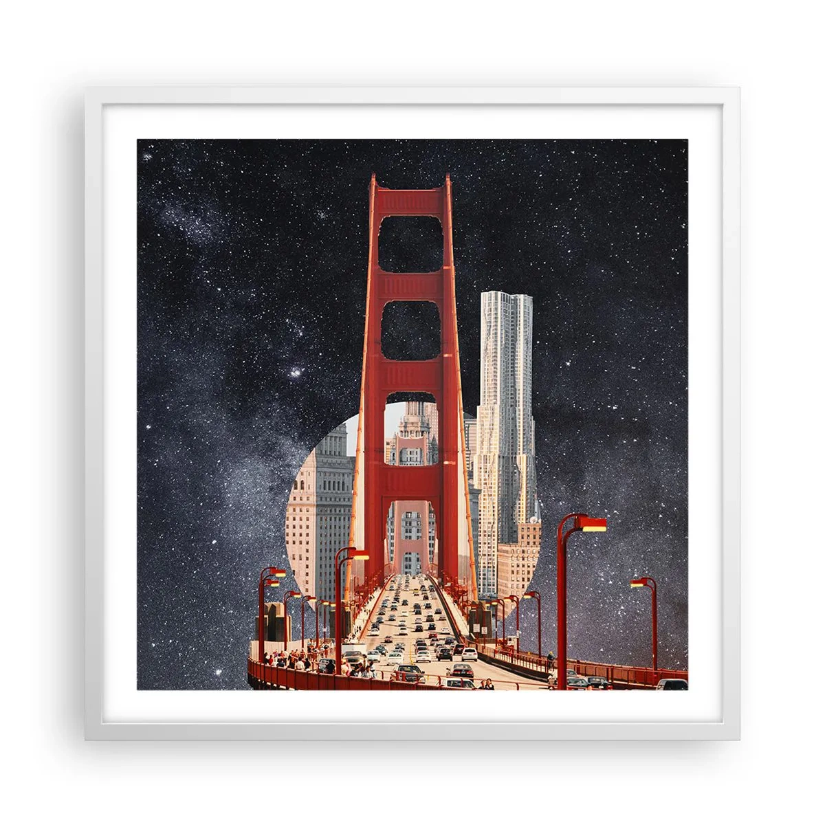 Affisch i vit ram - Alltid i centrum - 60x60 cm