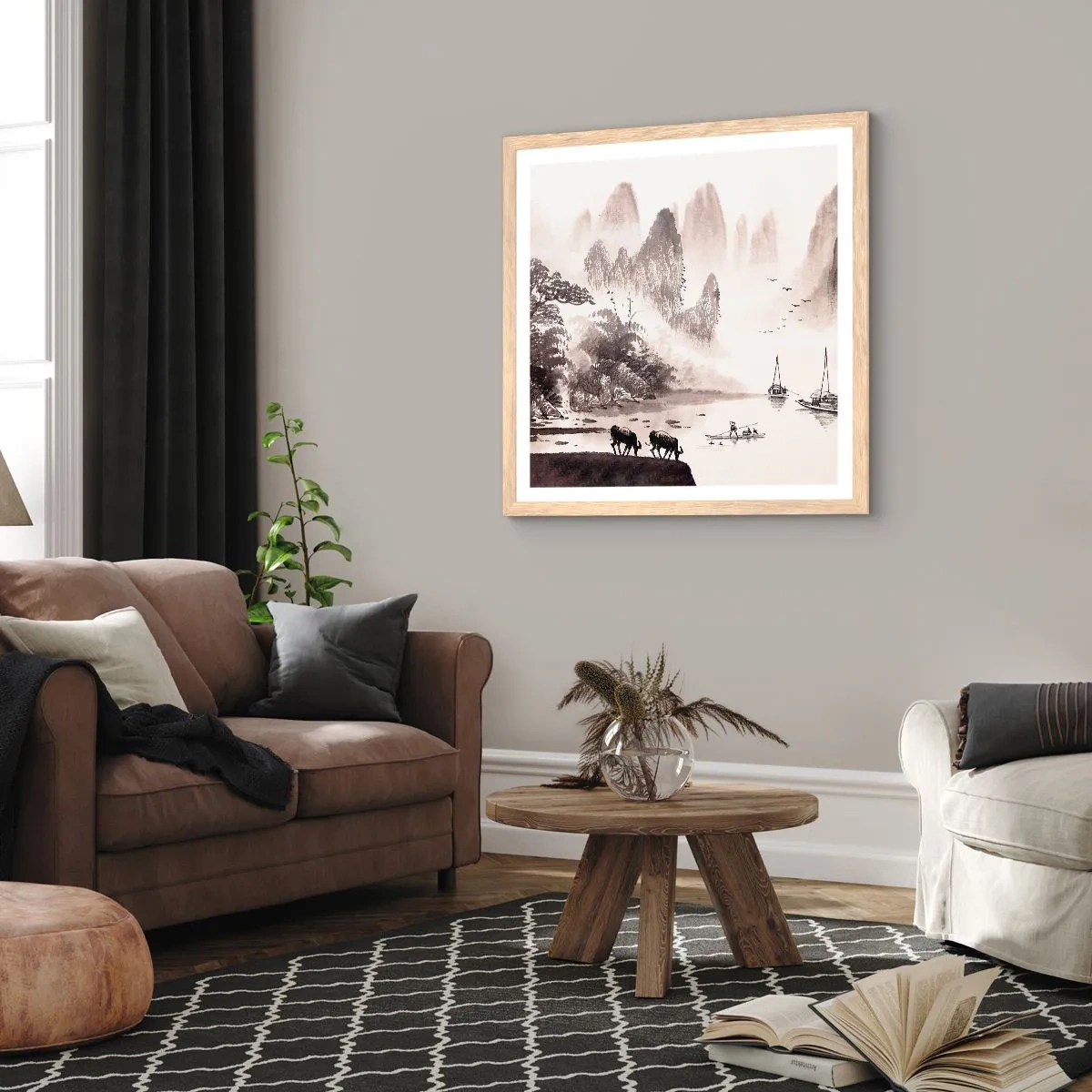 Affisch i ram av ljusek - Österns exotiska vardag - 50x50 cm