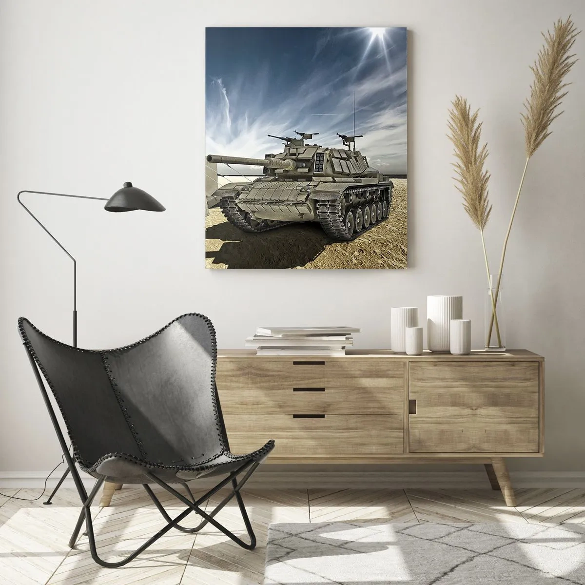 Glastavla - Bild på glas - Militär dröm - 70x100 cm
