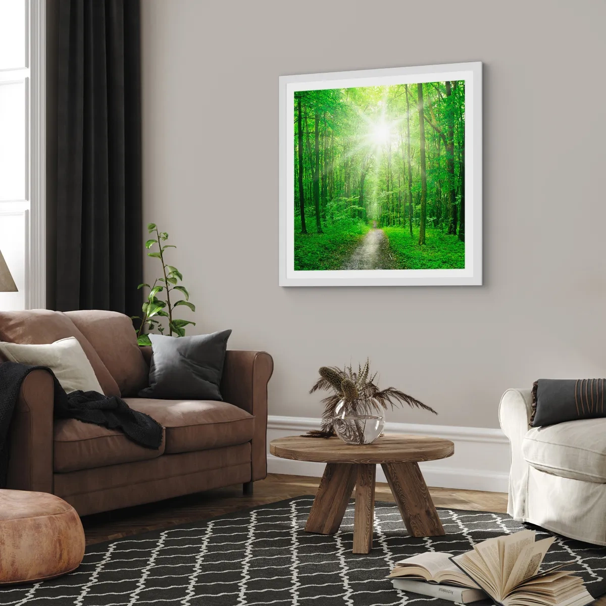 Affisch i vit ram - Grön domkyrka - 40x40 cm