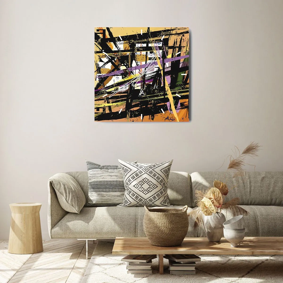 Väggklocka - Klocka på glas - Skarpt snitt - 40x40 cm