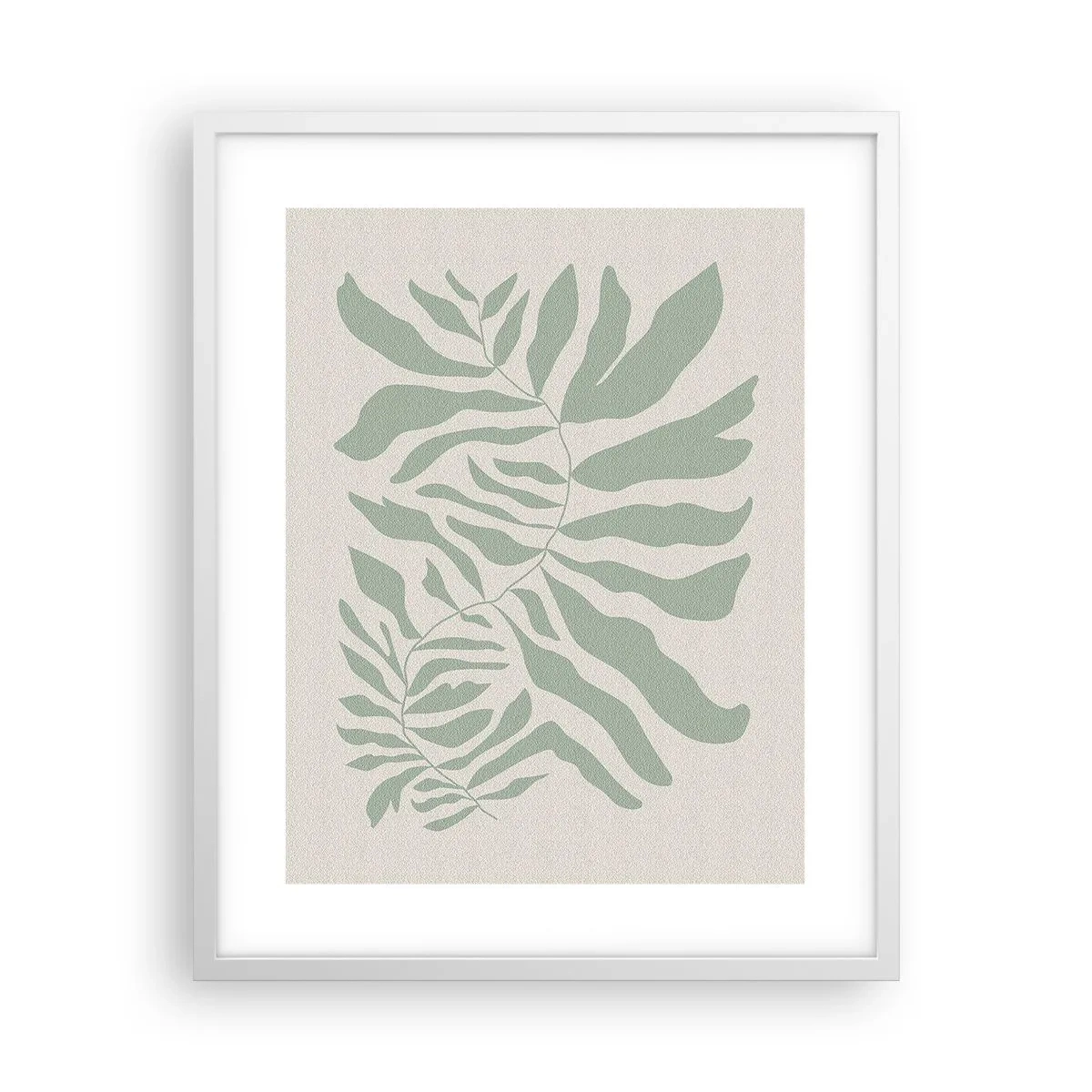 Affisch i vit ram - Smaragdgrön gren - 40x50 cm