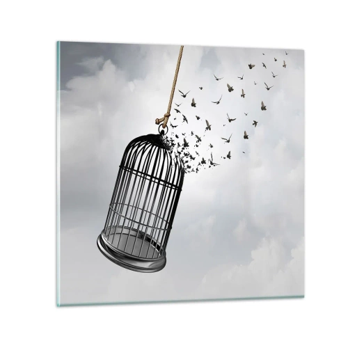Glastavla - Bild på glas - Tro...Hopp...Frihet! - 40x40 cm