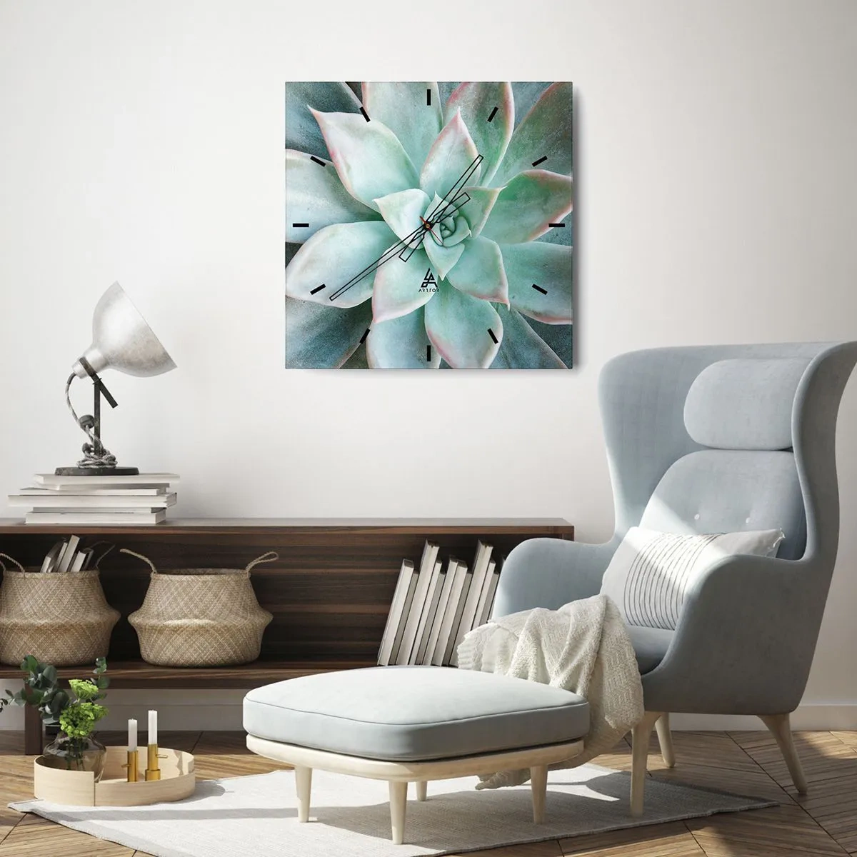 Väggklocka - Klocka på glas - Öknens hjärta - 30x30 cm