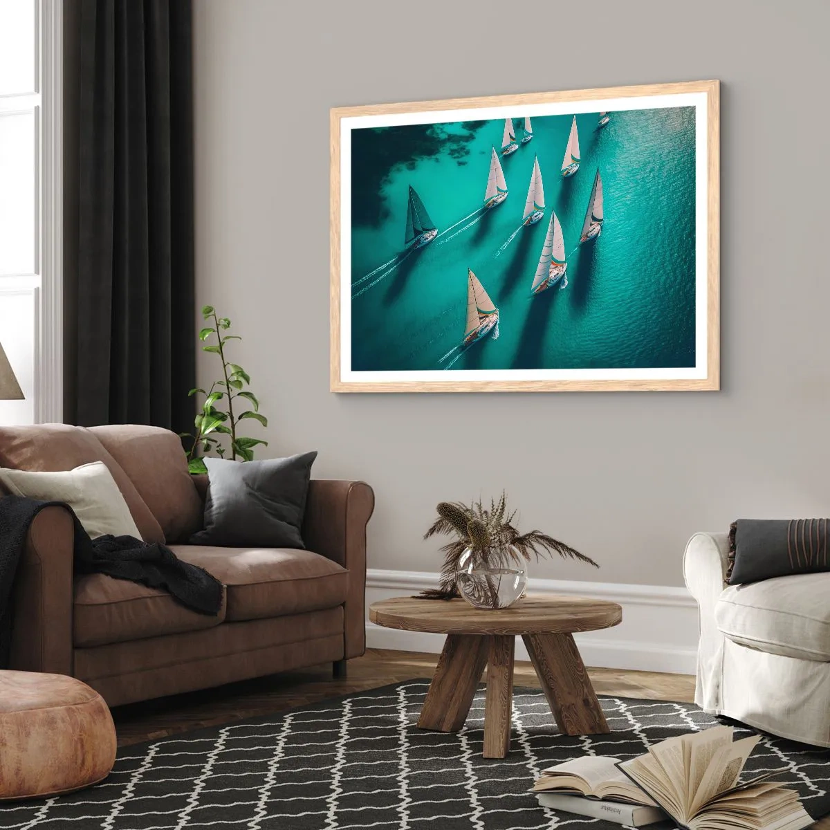 Affisch i ram av ljusek - Tävla med vinden - 100x70 cm