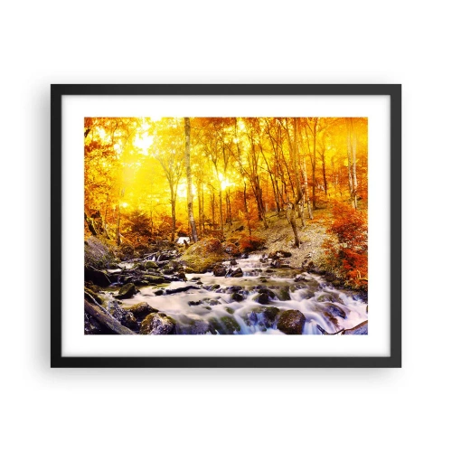 Affisch i svart ram - Stenar infattade i guld och platina - 50x40 cm