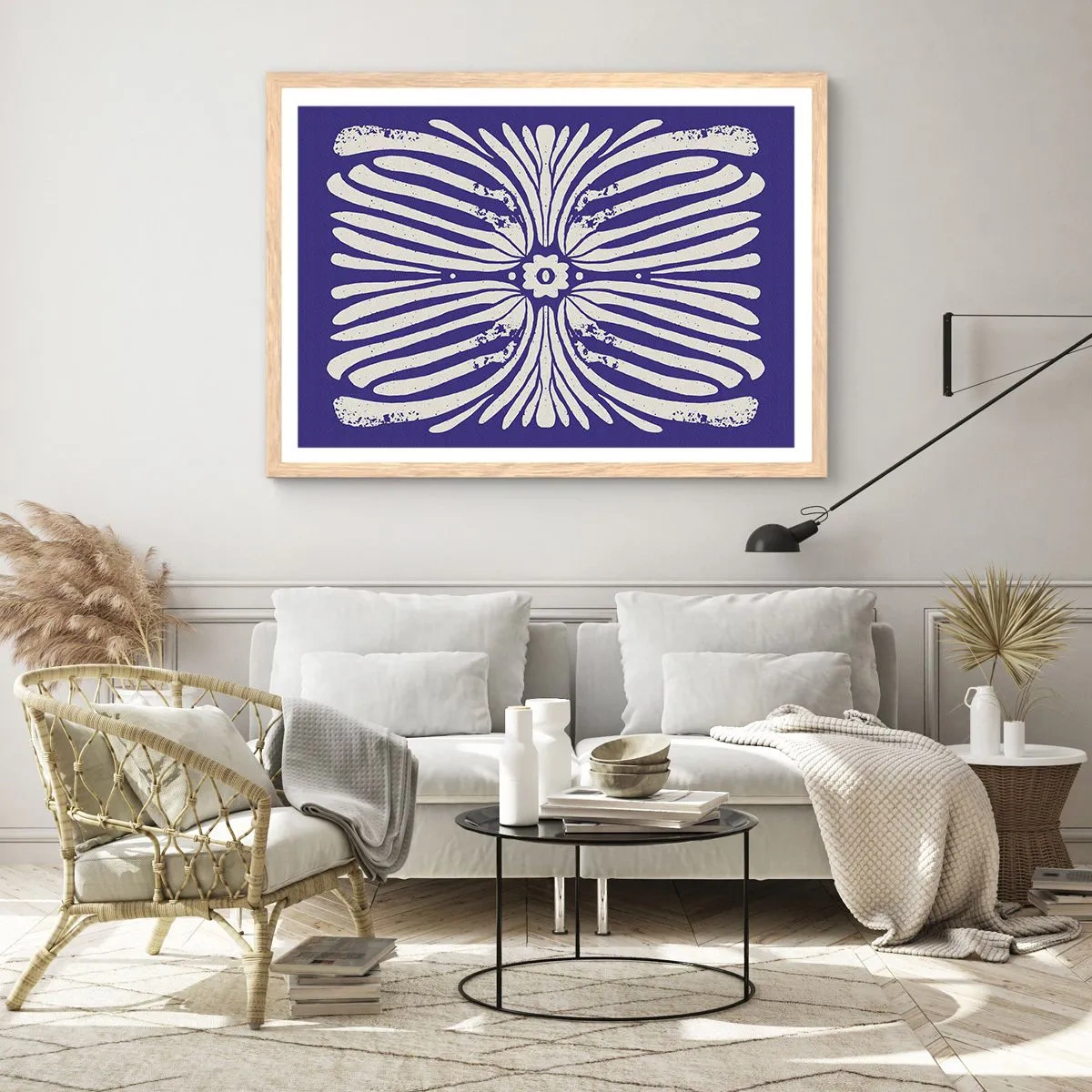 Affisch i ram av ljusek - Etnisk inspiration - 100x70 cm