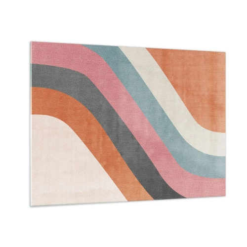Glastavla - Bild på glas - Färgglada diagonala ränder på en ljus bakgrund - 70x50cm - Diagonal komposition - rörelse - Modern väggdekoration för vardagsrum och sovrum ARTTOR
